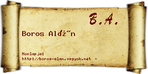 Boros Alán névjegykártya