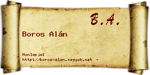 Boros Alán névjegykártya